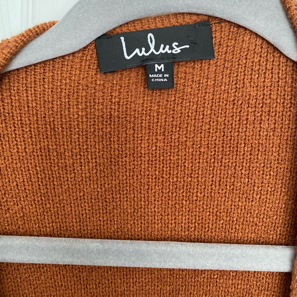 Lulu's Rust Cable Knit Open-Front Cardigan - Picture 5 of 16